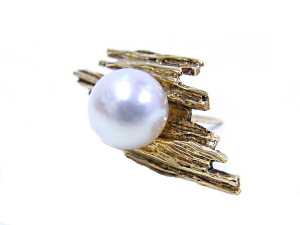 【中古】【程度A】【美品】ミキモト MIKIMOTO パール　タイピンK14　YG　イエローゴールド　真珠