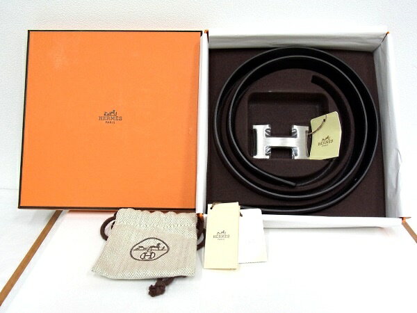 エルメス HERMES Hベルト Hバックル　コンスタンス 5382　シルバー金具　ブラック/ブラウンリバーシブル 82-87cm【未使用品】【程度S】【極上美品】のサムネイル
