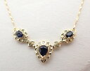 ネックレス 750 K18 YG イエローゴールドサファイヤ 0.68ct ダイヤモンド デザインネックレス【中古】【程度A】【ノーブランド】