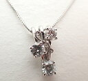ネックレス K18 WG ホワイトゴールド3粒 ダイヤモンド 0.227ct 0.367ct 0.407ctデザインネックレス【中古】【程度A】【ノーブランド】