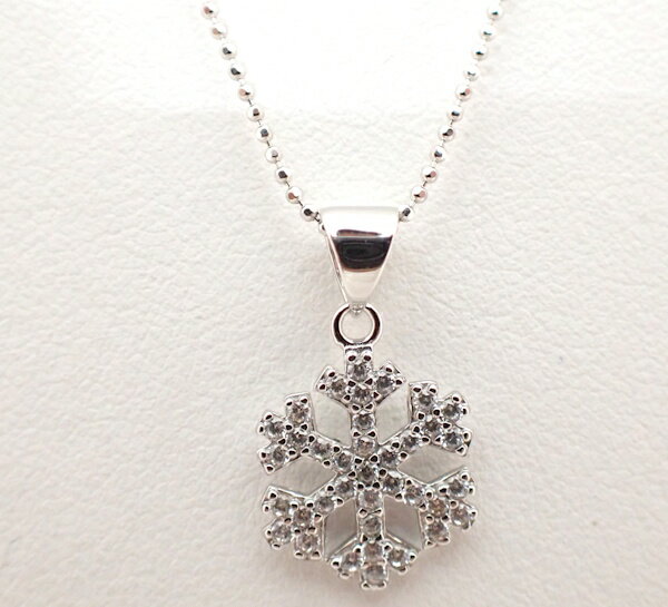 750 K18WG ホワイトゴールド ネックレスネックレス ジルコニア 雪の結晶【中古】【程度A-】【ノーブランド】