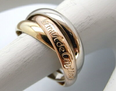 【中古】【美品】【送料無料】カルティエ　CARTIERトリニティリング　3連750YG/WG/PGスリーカラーゴールド＃54　約11.8号イエロー・ホワイト・ピンクのサムネイル