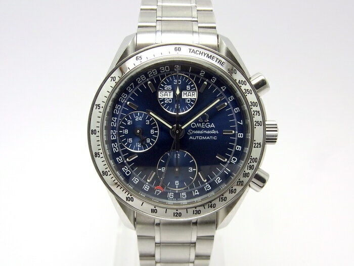 【中古】【程度A】【美品】オメガ OMEGA スピードマスター 3523.80 トリプルカレンダー ブルー文字盤