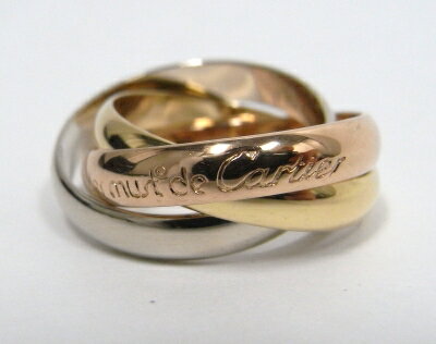 【中古】【美品】【送料無料】【代引手数料無料】カルティエ　CARTIERトリニティリング　3連750YG/WG/PGスリーカラーゴールド＃49　約8.5号イエロー・ホワイト・ピンクのサムネイル