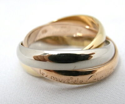 【中古】【美品】【送料無料】【代引手数料無料】カルティエ　CARTIERトリニティリング　3連750YG/WG/PGスリーカラーゴールド＃54　約13号イエロー・ホワイト・ピンクのサムネイル