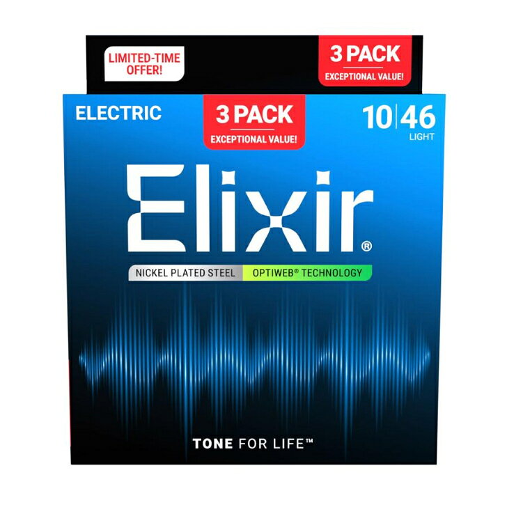 Elixir エリクサー エレキギター弦 3セット入り プロモーションパック OPTIWEB Lig...