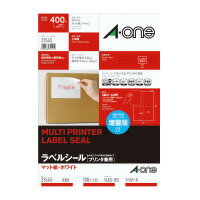 エーワン プリンタ兼用ラベルシール　マット紙　4面　100枚　(31545)