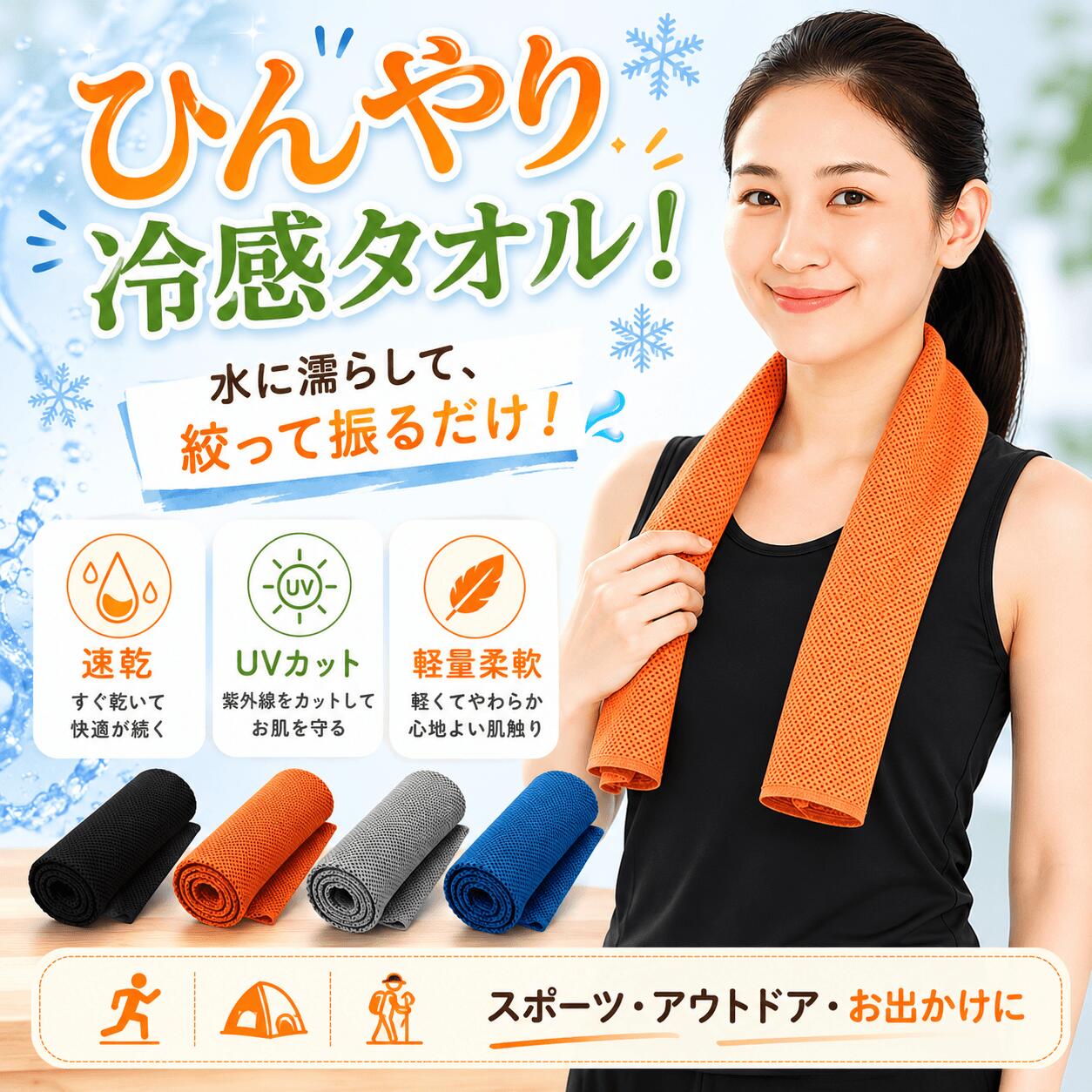 クールタオル スポーツタオル 冷感タオル タオル 冷却タオル アイスタオル 夏 UVカット ひんやりタオル UV UVカット 冷感 首 頭 冷却 暑さ対策 猛暑 屋外 子供 紫外線対策 おしゃれ かわいい クール 熱中症対策 yaguchigroup-10000018 矢口グループshop楽天市場店 パッケージ画像