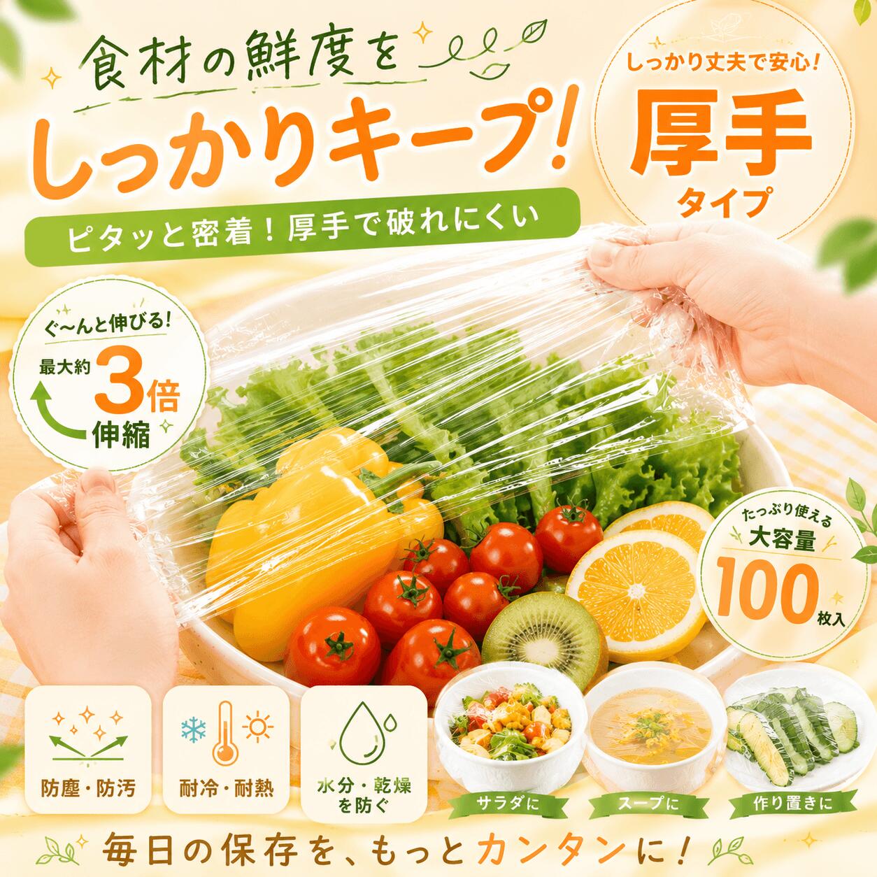 かぶせるラップ 伸びる素材でサイズ自由★簡単ゴム付きラップカバー ラッピングカバー 簡単ラップ 食品用ラップ 食器用キャップ式カバー　被せるラップ ラップキャップ