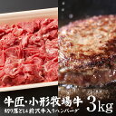 小形牧場牛切り落とし1500g・前沢牛入りハンバーグ10個セット 送料無料