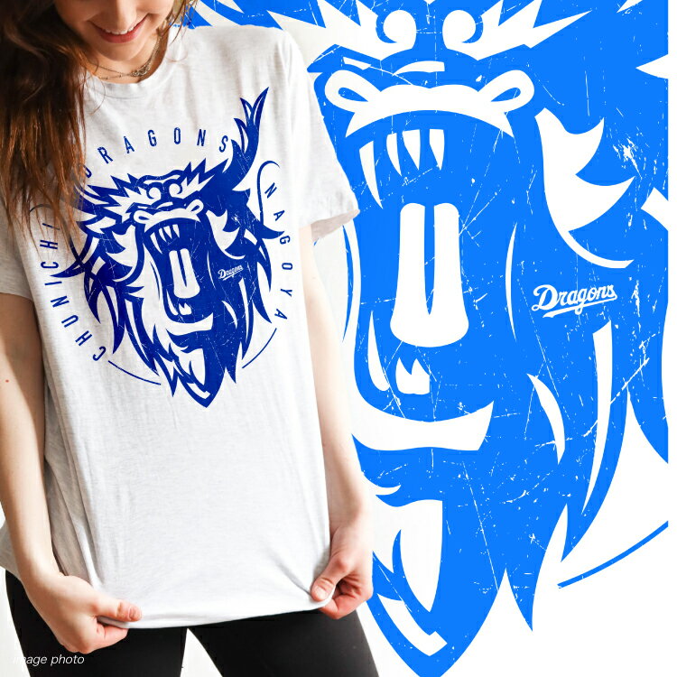 中日ドラゴンズ DDT exclusive DRAGON FACE Tシャツ WH M / L メンズ レディース 半袖 ホワイト ベースボール プロ野球 グッズ 観戦 応援 ヤエックス