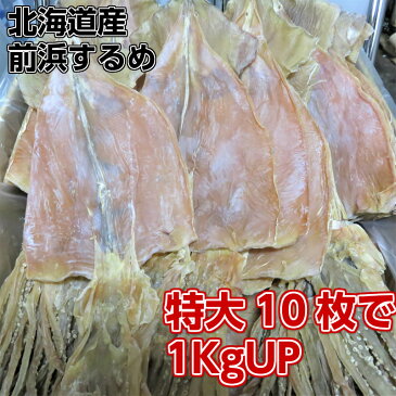 【送料無料】　特大するめ 北海道産 天日干し 最高級 極上肉厚　一夜干し 10枚入り約1kg おつまみ 乾物 あたりめ さきいか 海産物 酒の肴 干物　酒のお供 無添加食品　北海道松前産スルメ