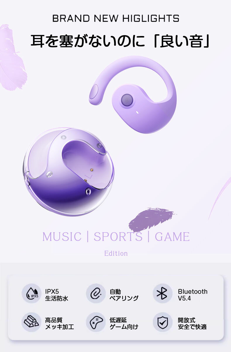 【業界新傑作 Blurtooth5.4 耳掛式イヤホン】ワイヤレスイヤホン ハイレ Bluetooth...