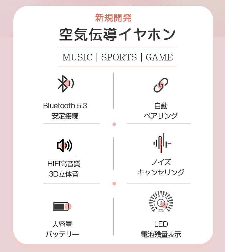 新発売 Bluetooth5.3 空気伝導 イヤホン インナーイヤー Hi-Fi高音質 5時間連続再生 ノイズキャンセリング 空気伝導式 ワイヤレスイヤホン マイク 内蔵 クリア 透明充電ケース 自動接続 軽量 防水 ヘッドフォン 両耳 片耳 Siri 対応 yakia-10001327 yakia サンプル画像2