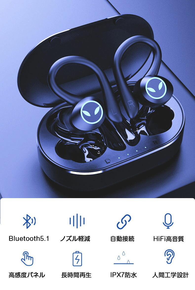 ワイヤレスイヤホン 耳掛け式 オープンイヤー Bluetooth イヤホン ノイズキャンセ...