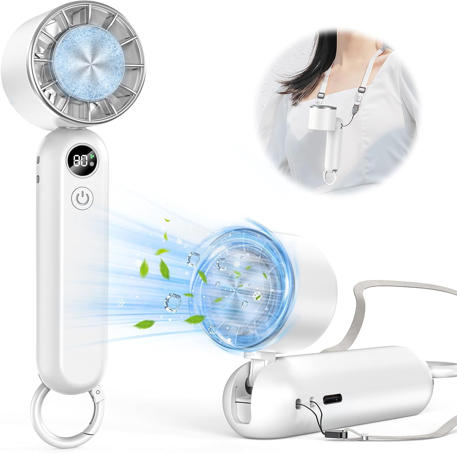 ハンディファン 冷却プレート搭載 携帯扇風機 冷感 手持ち扇風機 ハンディ扇風機 3段階風力調節 長時間..