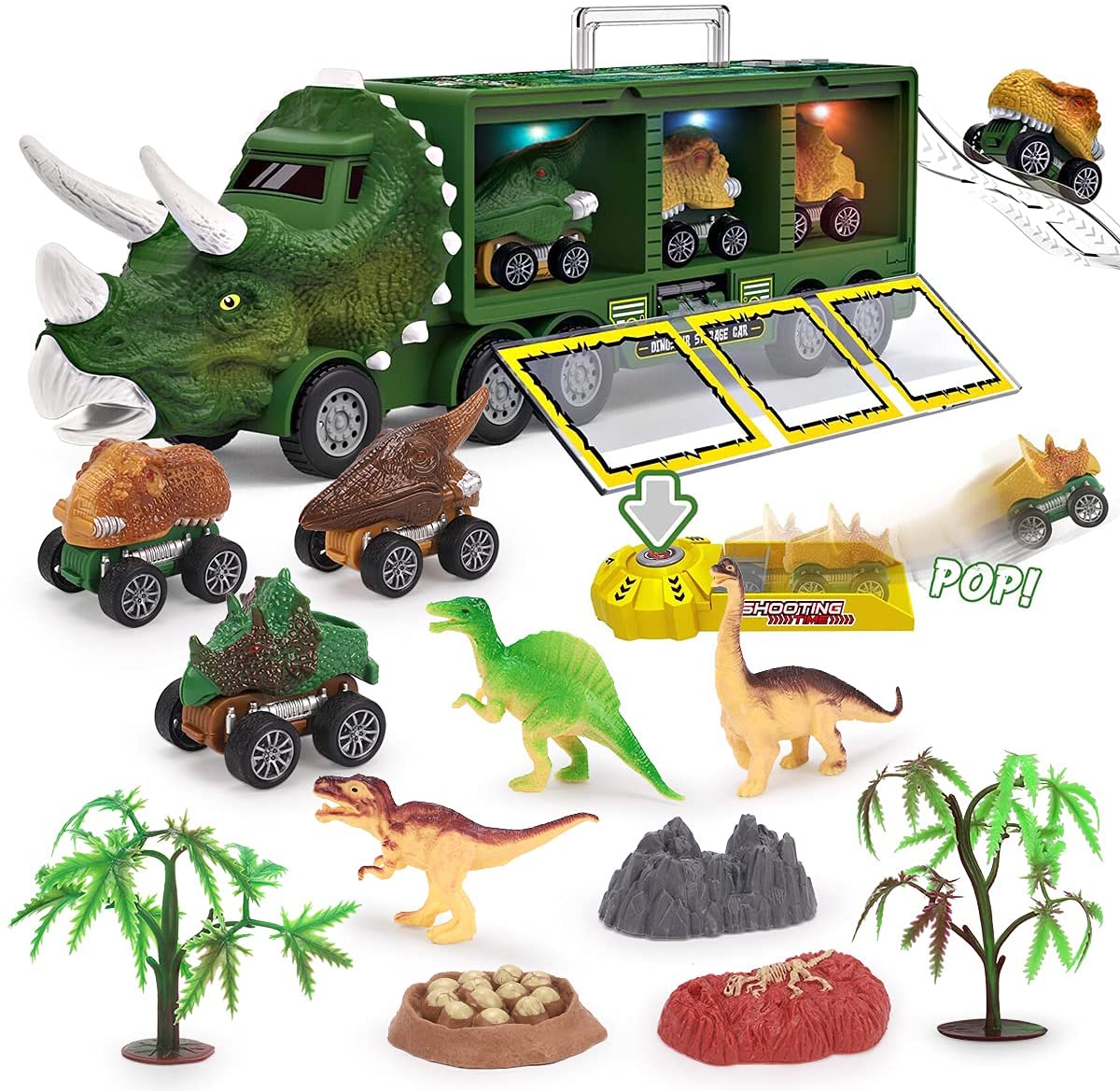 恐竜 おもちゃ 子供 恐竜おもちゃ 恐竜フィギュア 知育玩具 知育おもちゃ プルバックカー 収納ボックス ミニ車 ライト 音楽 樹木 男の子 女の子 おもちゃ ...