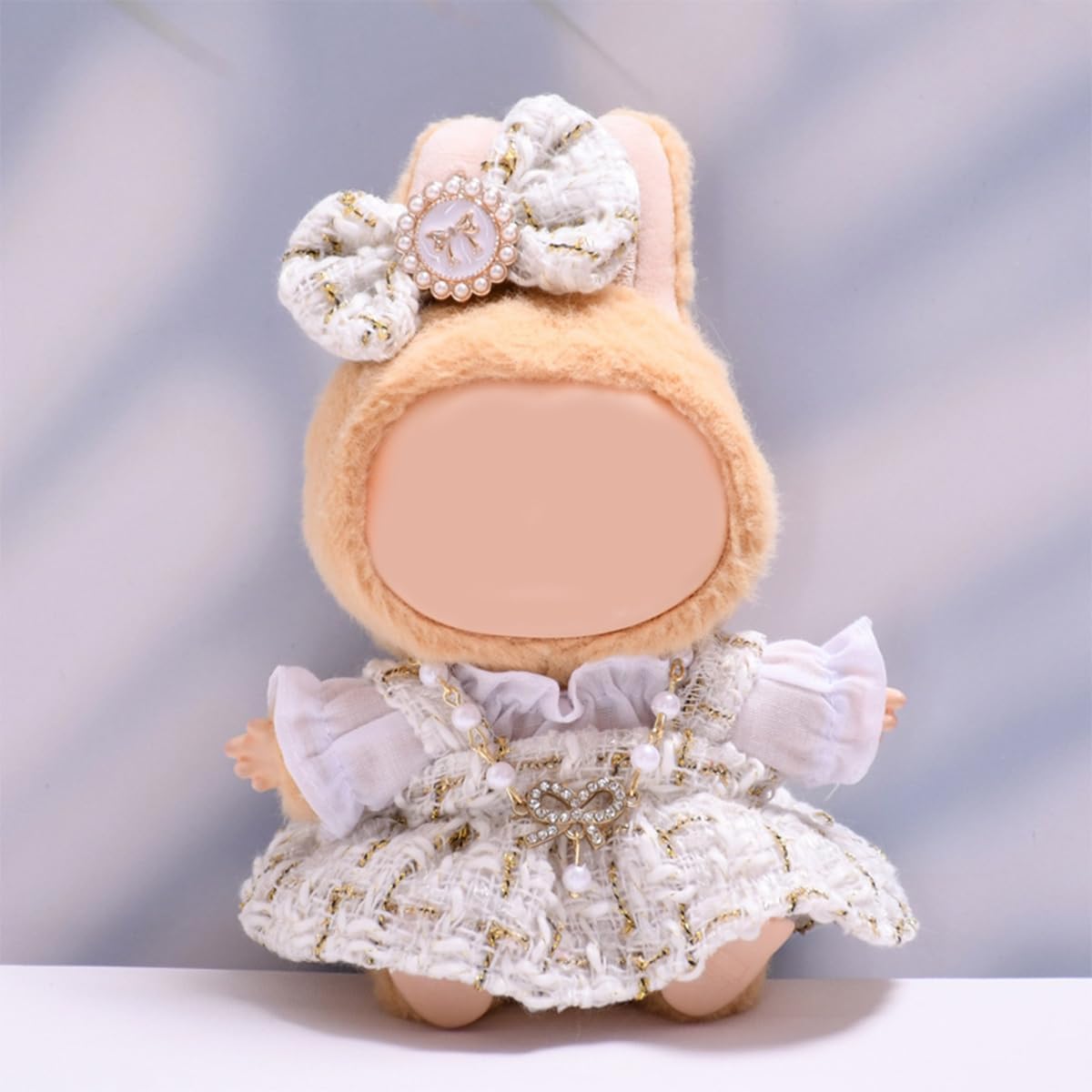 【4点セット】ぬいぐるみ用服 LABUBU ラブブ 17cm 衣装セット 着せ替え用 かわいい 男の子 女の子 ぬいぐるみ用 服 スカート ワンピース リボン ネックレス 洋服 ぬいぐるみ 服セット アイドル アニメ 人形用アクセサリー 雑貨 可愛い オシャレ 2