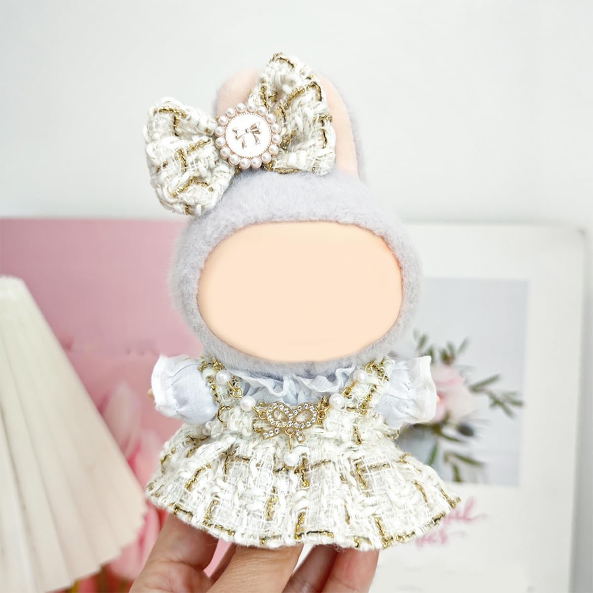 【4点セット】ぬいぐるみ用服 LABUBU ラブブ 17cm 衣装セット 着せ替え用 かわいい 男の子 女の子 ぬいぐるみ用 服 スカート ワンピース リボン ネックレス 洋服 ぬいぐるみ 服セット アイドル アニメ 人形用アクセサリー 雑貨 可愛い オシャレ 3