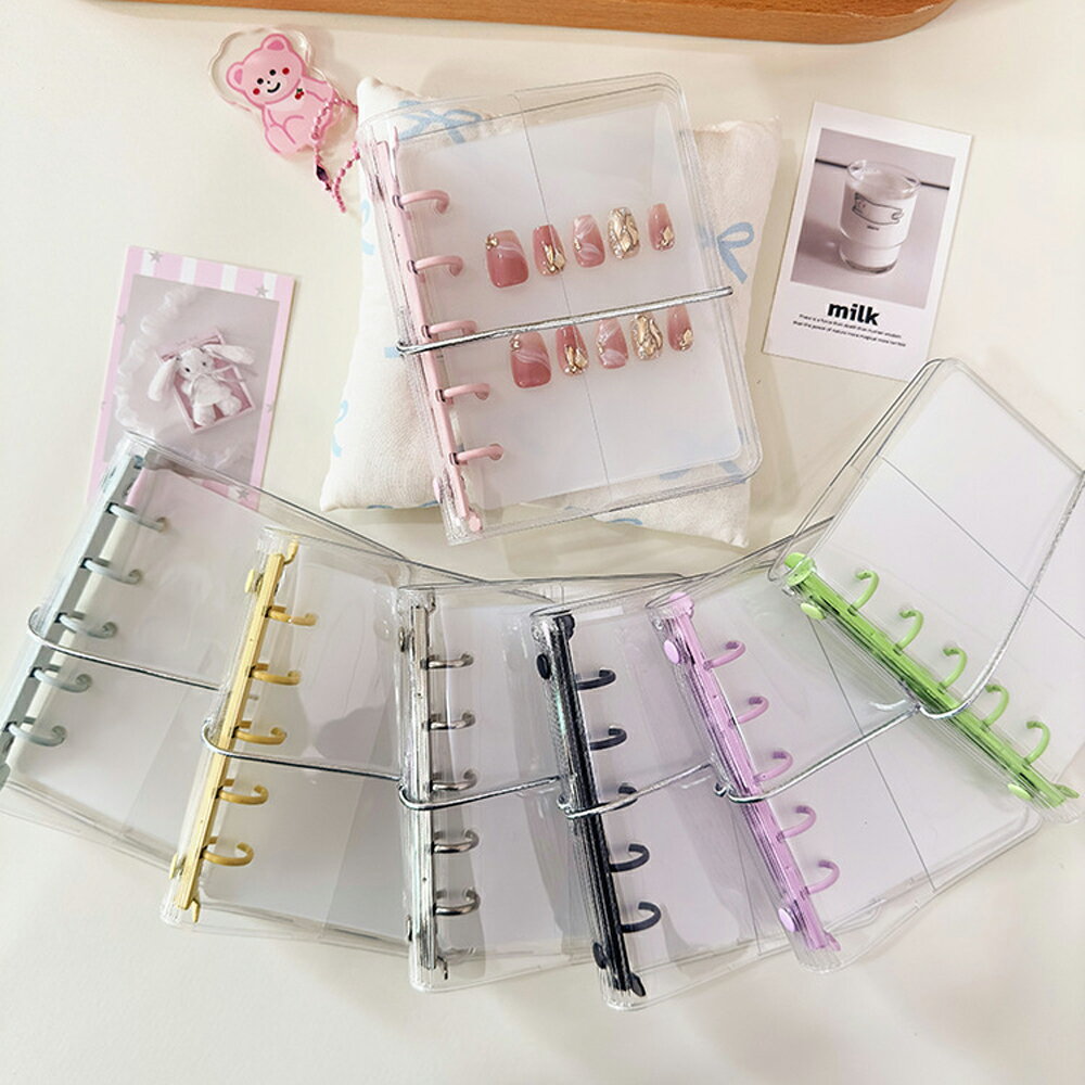 クリアシール帳 バインダー M5サイズ対応 クリア シールバインダー 透明 シール帳 カラフル PVC 防水 ..