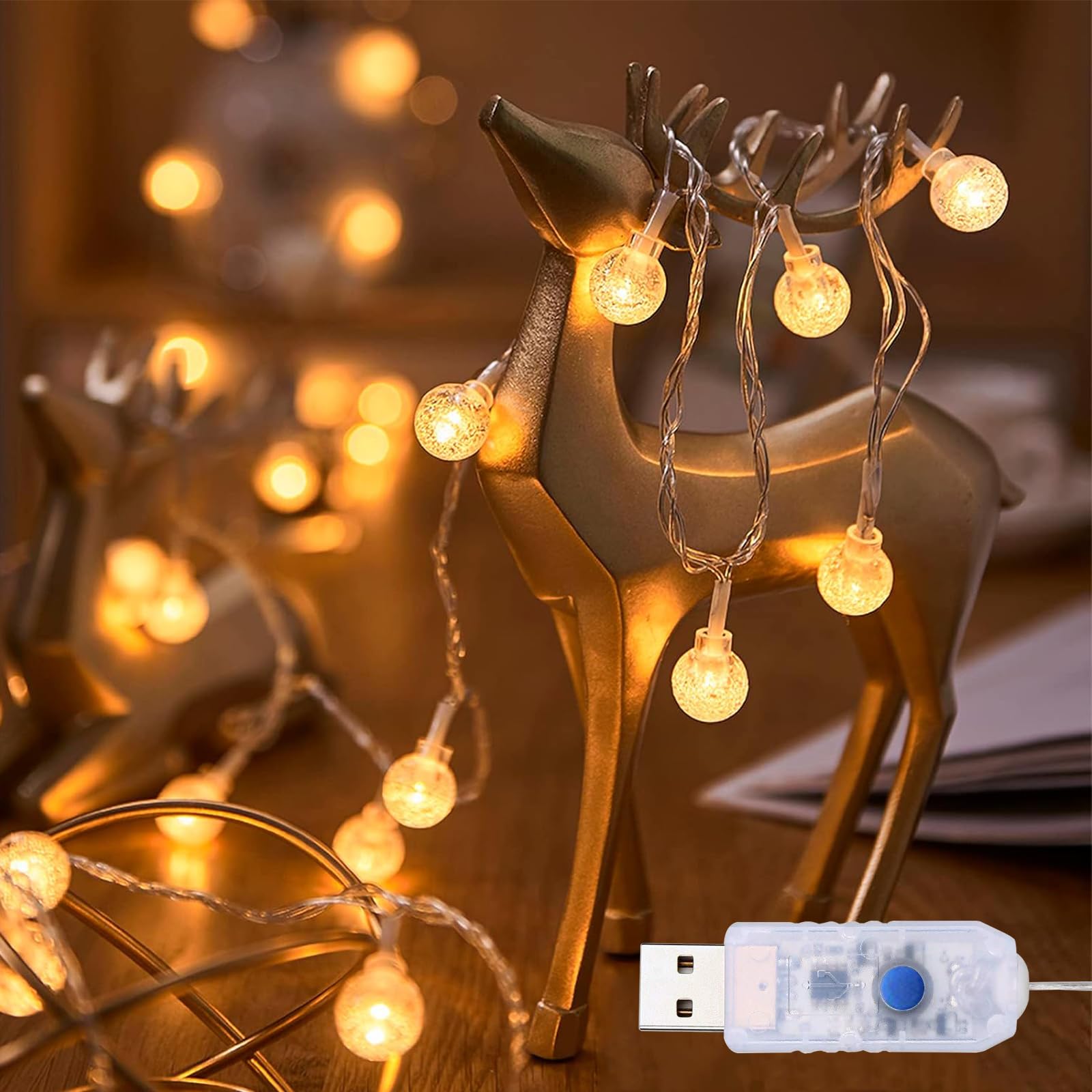 YAKIA LED電球 イルミネーションライト 6M/10M 40個 80個 USB給電式 ガーランドライト ストリングライト キャンプ ライト デコレーション...