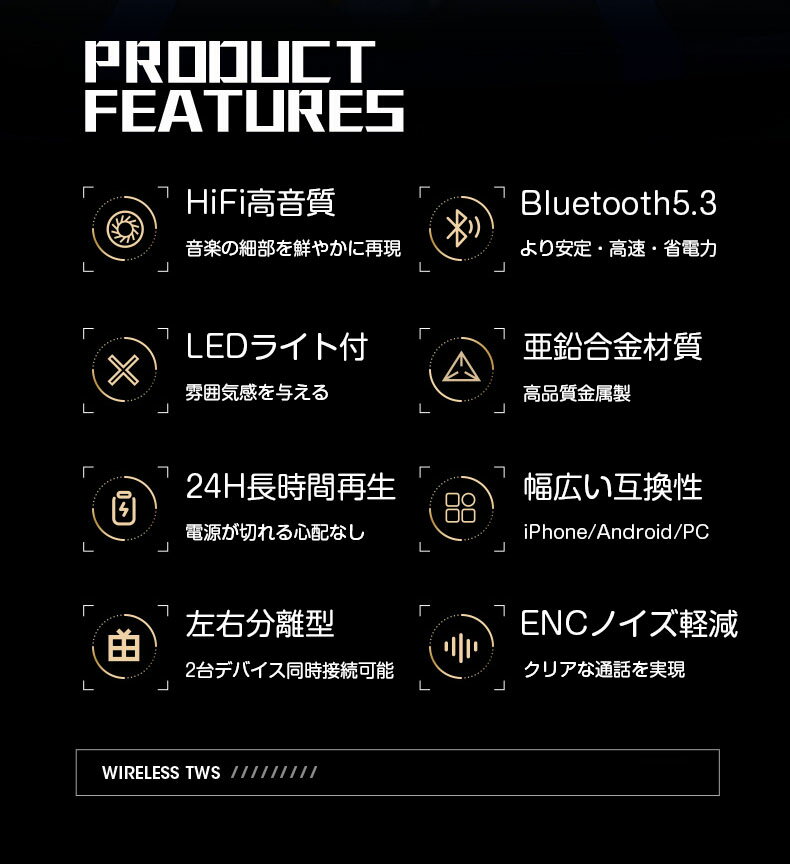 Bluetooth 5.3 ワイヤレス イヤホン ENCノイズキャンセリング OWS Hi-Fi高音質 8時...