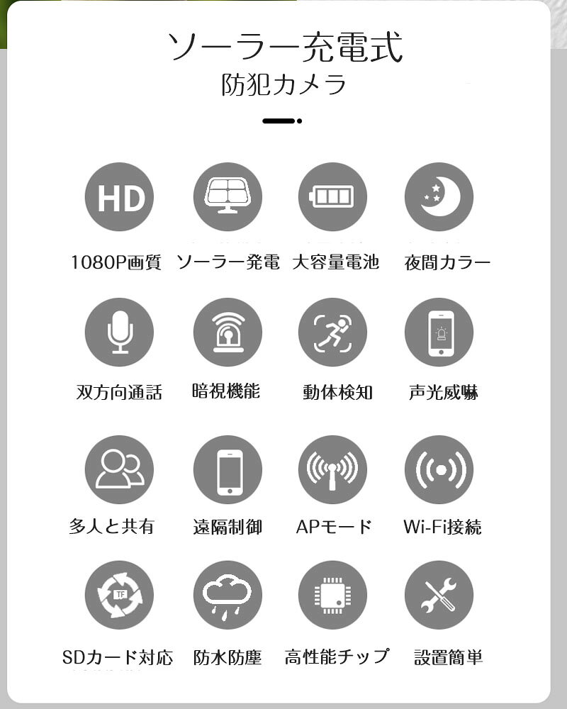 防犯カメラ 屋外 ソーラー 発電 6000mAh ワイヤレス 監視カメラ 200万画素 小型 配線・電源不要 wi-fi 家庭用 yakia-10001234 yakia サンプル画像3