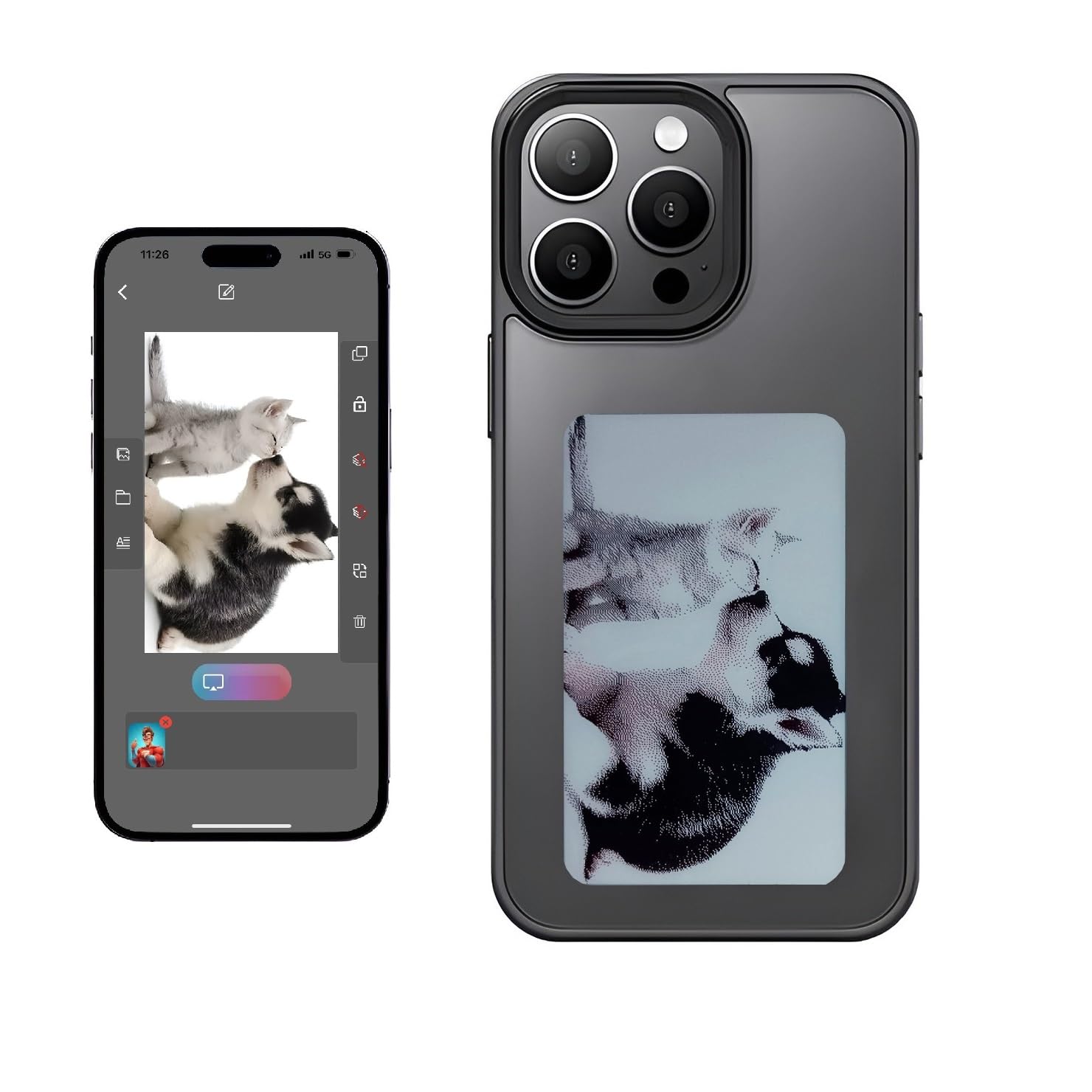 乐天商城 - iPhone 16 Pro Max スマホケース 自由にケースのデザインを変える DIYスマホケース E-Ink iPhoneケースインクスクリーン Inkスクリーン 編集写真をケースに投影 スクリーン付きiPhoneケース アプリ編集操作 作業簡単 iPhone 13 14 15 16 pro max保護ケース