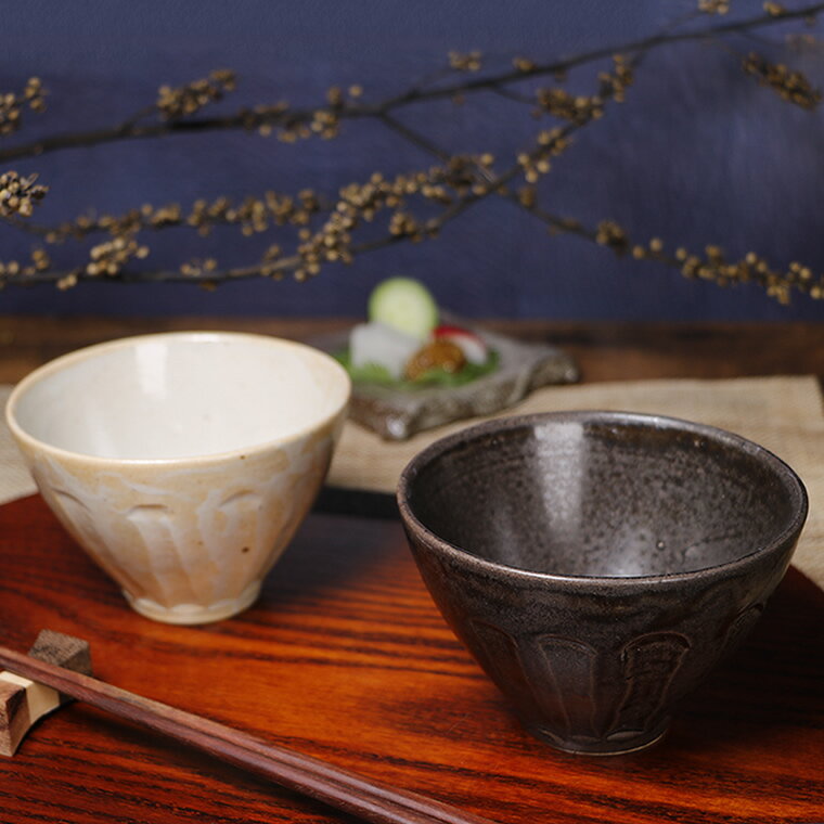 信楽焼 ペア飯碗 夫婦茶碗 信楽焼 結婚祝い 食器 おしゃれ 茶碗 ご飯茶碗 陶器 器 うつわ 飯茶碗 茶漬け碗 和食器 どんぶり 丼ぶり 自在・白雲 飯碗ペアセット w411-09_10