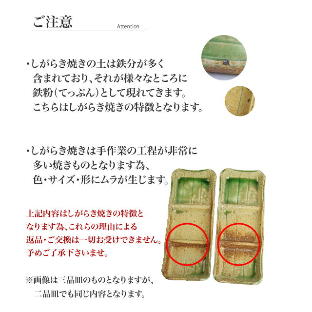 信楽焼 二品皿 仕切皿 薬味入れ 仕切り 食器 長皿 おしゃれ 和食器 付き出し 薬味皿 モダン 醤油皿 仕切り皿 角皿 ct-0029-2 3