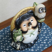 ふくろうかえる付きタヌキしがらきやき狸陶器たぬき信楽焼たぬき