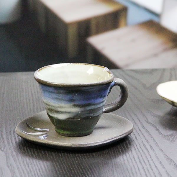 信楽焼き青空コーヒー碗皿