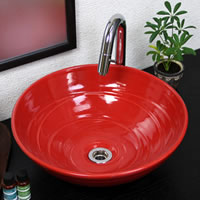 【20%OFFクーポン事前配布中】信楽焼 赤色(中型)手洗い鉢 飽きのこない洗面鉢 お洒落な洗面器 手洗器 手洗鉢 洗面ボール 洗面シンク 陶器 洗面台 手洗い鉢 洗面ボウル 洗面陶器 やきもの 和風 tr-3190