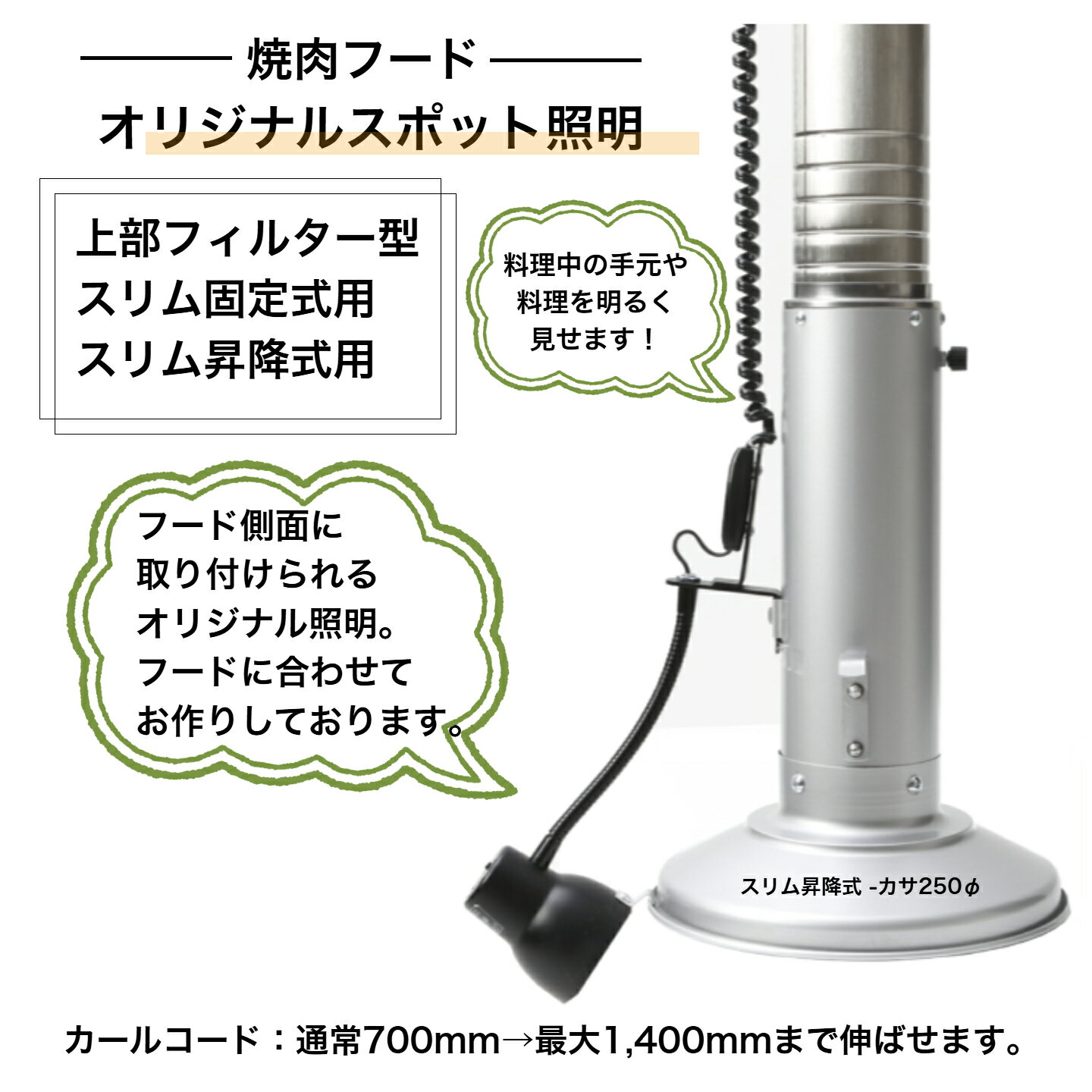 焼肉フード　スポット照明（上部フィルター型用・スリムタイプ用）