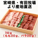 九州産黒毛和牛焼肉セット　700g(もも・バラ　各350g) 宮崎県・有田牧場から産地直送他商品との同梱不可 3