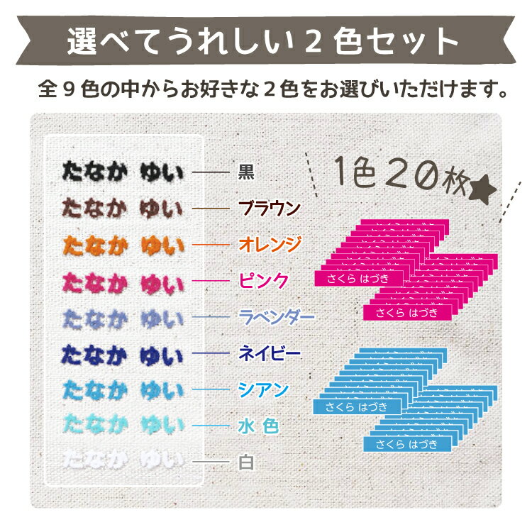 最新フロッキー発売！【最短当日発送】フロッキーネーム フレークタイプ 2色セット カット済 届いてすぐに使える 洗濯OK 布用 靴下 入園 入学 準備 服 おなまえ アイロンシール アイロン転写 フロッキー 入学 入園 幼稚園 お名前シール シンプル 名前付け@
