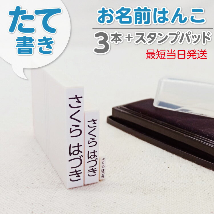 お名前はんこ たて書き 3本 おなまえ スタンプ ハンコ はんこ 漢字 フロッキー 名前シール 入学 入園 幼稚園 入学祝い 入学準備 シンプル 子供 アイロン 名前付け ゴム印 お名前シール 油性 お名前スタンプ おなまえ アイロンシール\
