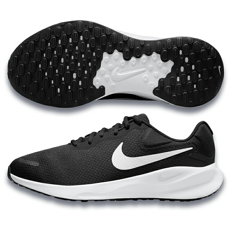 ナイキ メンズ ランニングシューズ レボリューション7 ワイド 幅広 FB8501 002 ブラック×ホワイト NIKE 通勤 通学 普段履き 部活 サークル 学校 Running shoes