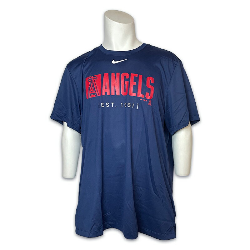 ナイキ Tシャツ NIKE ロサンゼルス・エンゼルス 野球 ベースボール 大人 ポリエステル 半袖 ネイビー 4..