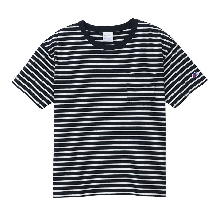 チャンピオン CHAMPION CW-X343 CASUAL WEAR HALF SLEEVE T-SH BORDER POCKET T- ネイビー