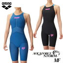 アリーナ レディース競泳水着 【アクアフォースストーム MF】レーシングワンピーススパッツ(オープンバック・ハーフレッグ スイム 女性用 FINA承認 ポイント...