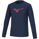 ミズノ MIZUNO TLTシャツ/ナガソデ 32MAA15714 ドレスネイビーxマゼンタ Tシャツ（長袖） StandardFit クイックドライPLUS ダイナモーションフィット