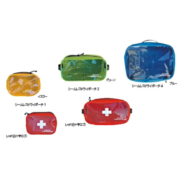 透明窓だから中の収納物が分かる TPU の透明窓だから中の収納物が分かる。ミシンの縫目がない接着 仕上げです。止水ジッパー使用。 ● 素材：75dリップストップポリエステル、透明窓 T.P.U.（サーモプラスチックポリウレタン） ●サイズ／23×11×10（cm） ●容量／約2リットル ●カラー／グリーン、レッド（白十字ロゴ） メーカー希望小売価格はメーカーカタログに基づいて掲載しています