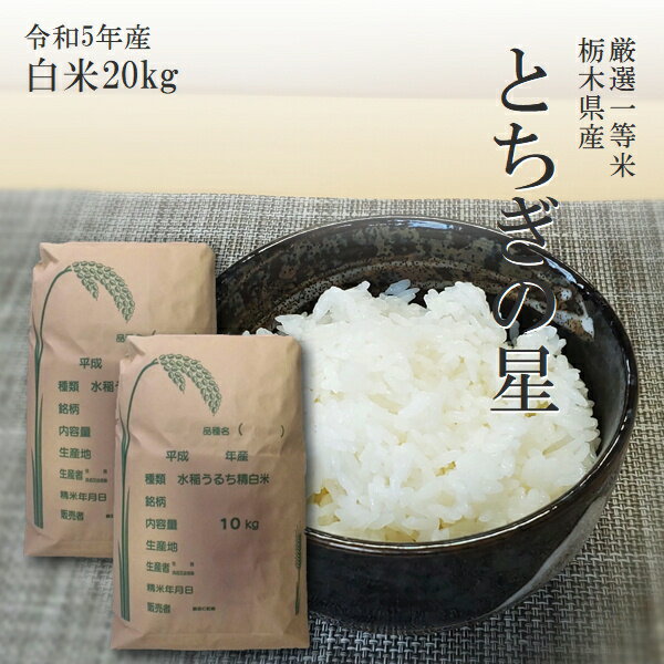 新米 20kg (10kg×2袋) 送料無料とちぎの星 令和5年産 栃木県 精米 白米あす楽対応 平日14時までのご注文は当日出荷します。北海道・九州沖縄一部離島は別途送料500円掛かります。お米 20キロ 大嘗祭のサムネイル