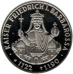 【プルーフ】 ドイツ 皇帝フリードリヒ1世 10マルクプルーフ銀貨 1990年