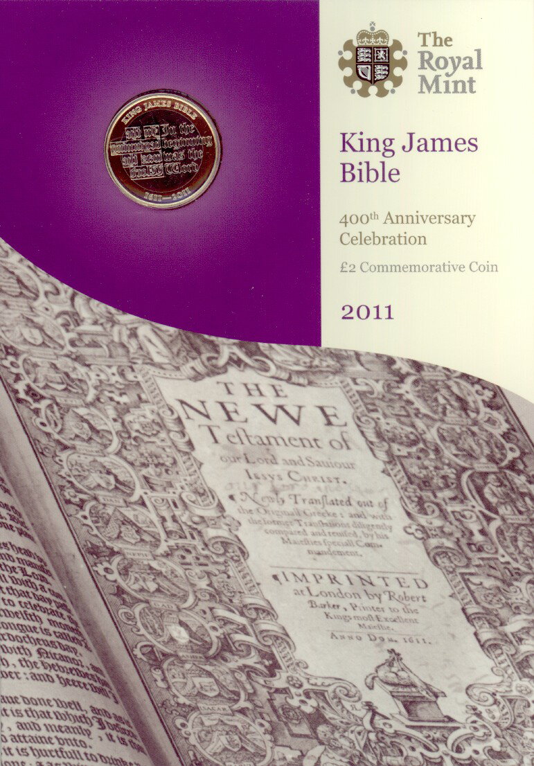 イギリス 欽定訳聖書発行400周年記念 2ポンド白銅貨 2011年 【 エリザベス女王 】