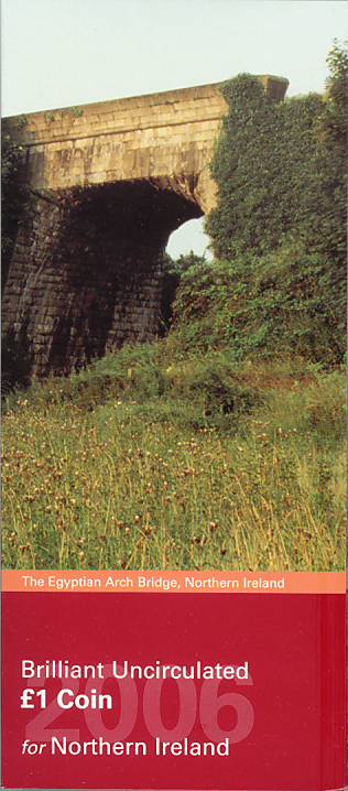 イギリス 北アイルランド エジプトのアーチ鉄道橋 1ポンド黄銅貨 2006年 【 エリザベス女王 】