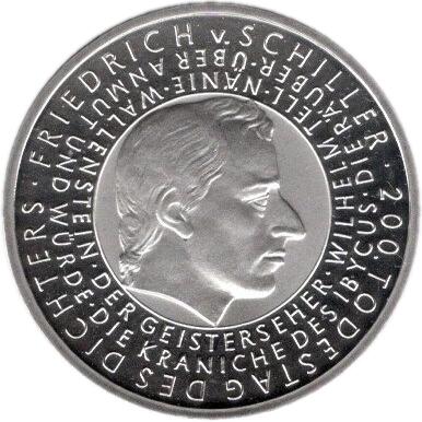 【プルーフ】 ドイツ フリードリヒ・フォン・シラー没後200年 10ユーロプルーフ銀貨 2005年