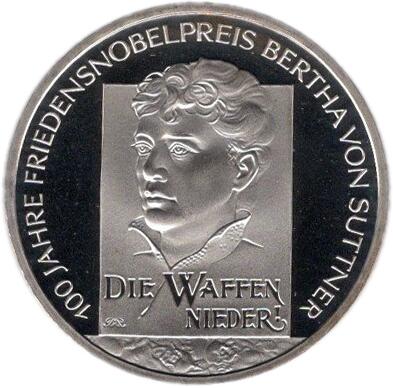 【プルーフ】 ドイツ ベルタ・フォン・ズットナー 10ユーロプルーフ銀貨 2005年