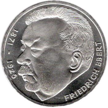 ドイツ フリードリヒ・エーベルト没後50年 5マルク銀貨 1975年